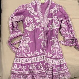 Lilac Sweet Garden Mini Dress Farm Rio. Size medium
